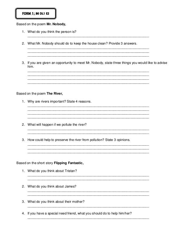 kssm english form 1 exercise