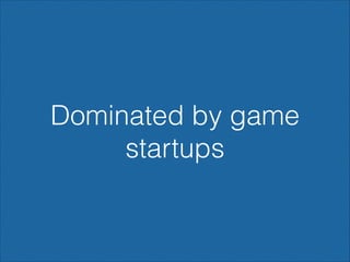 Dominated by game
startups

 