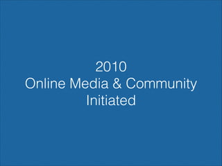 2010
Online Media & Community
Initiated

 