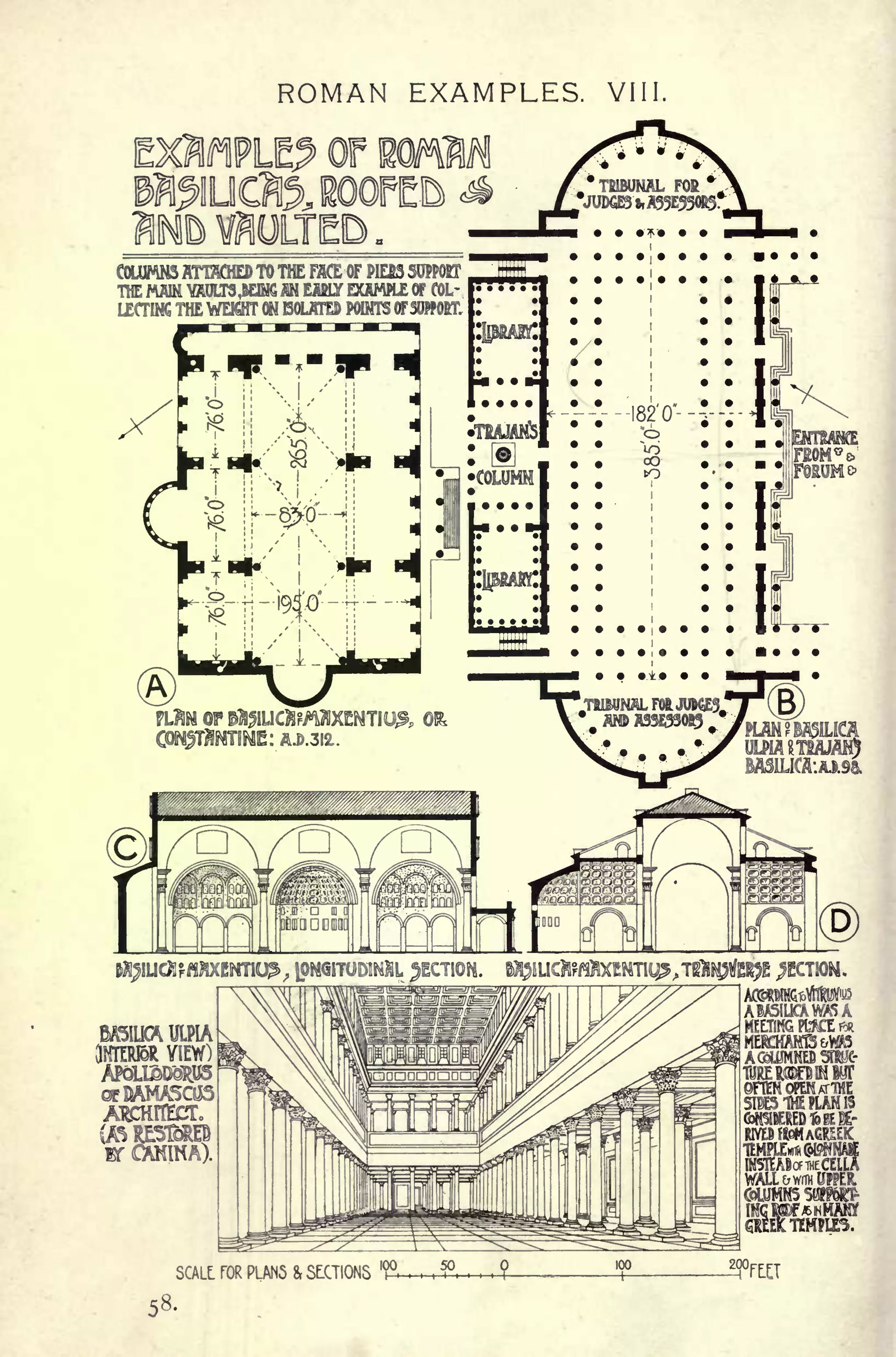 ROMAN EXAMPLES. VIII.
END WJUITED .
COLUMNS ATWHED TO THE FACE OF PIEfiS SUPPOBT
THE MAN VAULTS ,6EWG M EMLY EXAMPLE OF COL-
LECTING THE WEKHT ON ISOLATES POIMTS OFSOPPOfiT.
3KTERI61i VIEW)
AKUSD08B
SCALL TOR PLANS & SECTIONS FEET
 