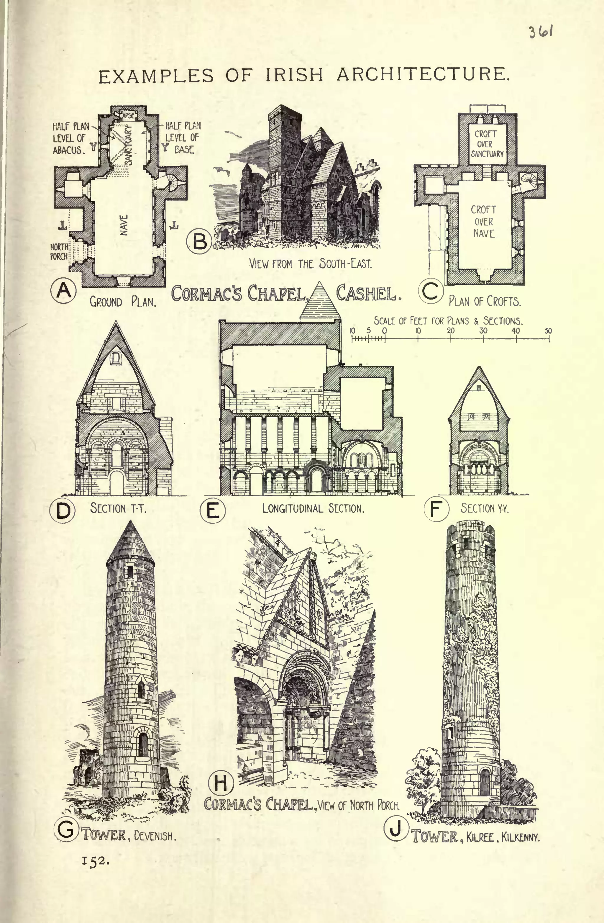EXAMPLES OF IRISH ARCHITECTURE.
COIMAC'S CHAPEL,VICW or NORTH
!, DEVENISH. WTWEH,
KILREE . KILKENNY.
152.
 
