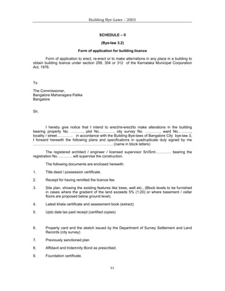 Bangalore building-byelaws- 2003 | PDF