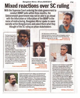 Bangalore Mirror - Mixed reactions over SC ruling - 06May2015