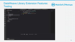15
DataWeave Library Extension Features:
Testing
 