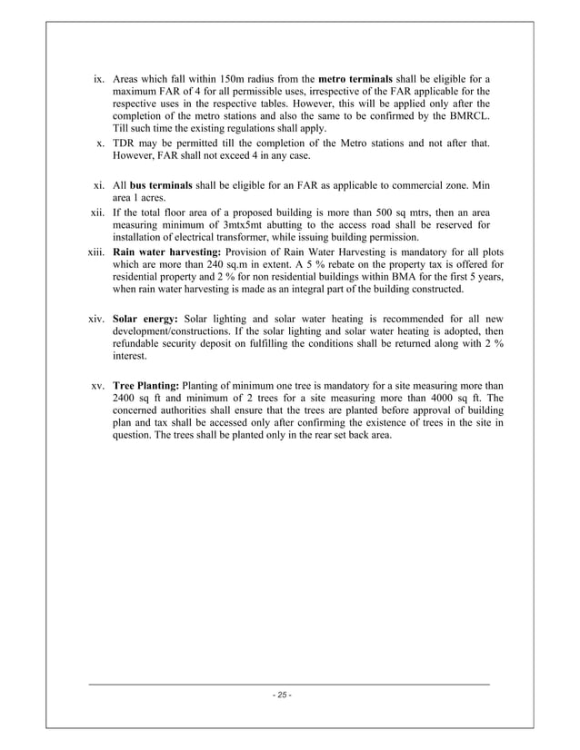 Bangalore zoning regulations