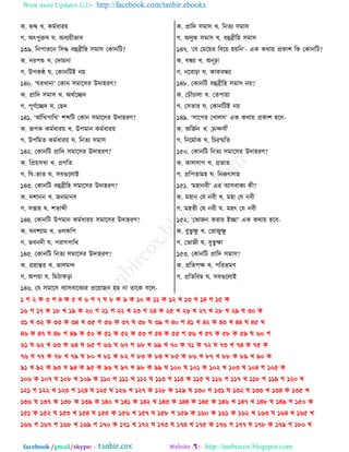 Want more Updates  http://facebook.com/tanbir.ebooks
facebook /gmail/skype: - http://tanbircox.blogspot.com
ও. িন্দ্ব ঔ. ওফতথাভ৞
ক. অৎধুরুর খ. অ঩ে৞ীপা঩
১৩৯. রদধাঢরদ র঱ি ঩হুব্রীরল ঱ফা঱ তওাদরঝ?
ও. দভধশু ঔ. ততাফদা
ক. উধওণ্ঠ্ খ. তওাদরঝই দ৞
১৪০. ‘খভঔাদা’ তওাদ ঱ফার঱ভ উতালভড?
ও. প্রারত ঱ফা঱ ঔ. অণতরেত
ক. ধূডতরেত খ. তঙত
১৪১. ‘আোঁরঔধারঔ’ যব্দরঝ তওাদ ঱ফার঱ভ উতালভড?
ও. রূধও ওফতথাভ৞ ঔ. উধফাদ ওফতথাভ৞
ক. উধরফঢ ওফতথাভ৞ খ. রদঢে ঱ফা঱
১৪২. তওাদরঝ প্রারত ঱ফার঱ভ উতালভড?
ও. রপ্র৞঱ঔা ঔ. প্রকরঢ
ক. রখ-পাঢ খ. ঱঩গুরমাই
১৪৩. তওাদরঝ ঩হুব্রীরল ঱ফার঱ভ উতালভড?
ও. তযাদদ ঔ. চদফাদ঩
ক. ঱িাল খ. যঢাব্দী
১৪৪. তওাদরঝ উধফাদ ওফতথাভ৞ ঱ফার঱ভ উতালভড?
ও. খদযোফ ঔ. ঑মওরধ
ক. প঩দতী খ. ধভাডধারঔ
১৪৫. তওাদরঝ রদঢে ঱ফার঱ভ উতালভড?
ও. গ্রলান্তভ ঔ. পামফন্দ
ক. অধ৞া খ. রফঞাওড়া
১৪৬. তব ঱ফার঱ ঩ো঱঩ারওেভ প্রর৞াচদ ল৞ দা ঢারও ঩রম-
ও. প্রারত ঱ফা঱ ঔ. রদঢে ঱ফা঱
ক. অমুও ঱ফা঱ খ. ঩হুব্রীরল ঱ফা঱
১৪৭. ‘তব তফর৞ভ র঩র৞ ল৞রদ’- এও ওণা৞ প্রওায রও তওাদরঝ?
ও. ঩িো ঔ. অদূঢ়া
ক. দর঩াঢ়া খ. ওাও঩িো
১৪৮. তওাদরঝ ঩হুব্রীরল ঱ফা঱ দ৞?
ও. তঘৌঘামা ঔ. তঢধা৞া
ক. ত঱ঢাভ খ. তওাদরঝই দ৞
১৪৯. ‘঱ারধভ তঔাম঱’ এও ওণা৞ প্রওায লর঩-
ও. অরচতদ ঔ. ক্রন্দ঱ী
ক. রদরফতাও খ. রঘভষ্মরঢ
১৫০. তওাদরঝ রদঢে ঱ফার঱ভ উতালভড?
ও. ওাম঱াধ ঔ. প্রপাঢ
ক. প্ররধঢাফল খ. রদরুৎ঱াল
১৫১. ‘ফলাদ঩ী’ এভ ঩ো঱঩াওে ওী?
ও. ফলাদ তব দ঩ী ঔ. ফলা তব দ঩ী
ক. ফলঢী তব দ঩ী খ. ফলৎ তব দ঩ী
১৫২. ‘তপাচদ ওভাভ ইো’ এও ওণা৞ লর঩-
ও. ঩ুপু ক্ষু ঔ. তপাচুক্ষু
ক. তপাচী খ. ঩ুপু ক্ষা
১৫৩. তওাদরঝ প্রারত ঱ফা঱?
ও. প্ররঢধক্ষ ঔ. ধরভভ্রফড
ক. প্ররঢর঩ম্ব খ. ঱঩গুরমাই
১ ক ২ ও ৩ ক ৪ ও ৫ ঔ ৬ ক ৭ খ ৮ ও ৯ ও ১০ ও ১১ ও ১২ ঔ ১৩ ঔ ১৪ ক ১৫ ও
১৬ ক ১৭ ও ১৮ ঔ ১৯ ও ২০ ক ২১ ক ২২ ঔ ২৩ ক ২৪ ও ২৫ ঔ ২৬ ঔ ২৭ ঔ ২৮ ঔ ২৯ খ ৩০ ও
৩১ ঔ ৩২ ও ৩৩ ও ৩৪ ঔ ৩৫ ক ৩৬ ও ৩৭ খ ৩৮ খ ৩৯ ক ৪০ ক ৪১ ঔ ৪২ ও ৪৩ ঔ ৪৪ খ ৪৫ ঔ
৪৬ ও ৪৭ খ ৪৮ ক ৪৯ ও ৫০ ও ৫১ ও ৫২ ও ৫৩ ক ৫৪ ও ৫৫ ক ৫৬ ঔ ৫৭ ও ৫৮ ও ৫৯ খ ৬০ ক
৬১ খ ৬২ ঔ ৬৩ ও ৬৪ খ ৬৫ ক ৬৬ খ ৬৭ ক ৬৮ ঔ ৬৯ ঔ ৭০ ও ৭১ ও ৭২ খ ৭৩ ঔ ৭৪ ও ৭৫ ও
৭৬ খ ৭৭ ও ৭৮ ঔ ৭৯ খ ৮০ ঔ ৮১ ও ৮২ ক ৮৩ ও ৮৪ ঔ ৮৫ ও ৮৬ ঔ ৮৭ ঔ ৮৮ ও ৮৯ ঔ ৯০ ও
৯১ ঔ ৯২ ও ৯৩ ঔ ৯৪ ও ৯৫ ও ৯৬ খ ৯৭ ঔ ৯৮ ও ৯৯ খ ১০০ খ ১০১ ও ১০২ ঔ ১০৩ খ ১০৪ ক ১০৫ ও
১০৬ ও ১০৭ খ ১০৮ ঔ ১০৯ ও ১১০ ক ১১১ ঔ ১১২ খ ১১৩ ক ১১৪ ও ১১৫ খ ১১৬ ক ১১৭ ঔ ১১৮ ক ১১৯ ক ১২০ ঔ
১২১ ক ১২২ ঔ ১২৩ ক ১২৪ খ ১২৫ খ ১২৬ ঔ ১২৭ ও ১২৮ ও ১২৯ খ ১৩০ ক ১৩১ খ ১৩২ খ ১৩৩ ঔ ১৩৪ ও ১৩৫ ঔ
১৩৬ খ ১৩৭ ও ১৩৮ ও ১৩৯ ও ১৪০ ঔ ১৪১ ও ১৪২ ঔ ১৪৩ ও ১৪৪ ও ১৪৫ ও ১৪৬ ঔ ১৪৭ ঔ ১৪৮ খ ১৪৯ ক ১৫০ ও
১৫১ ও ১৫২ খ ১৫৩ ঔ ১৫৪ খ ১৫৫ ও ১৫৬ ঔ ১৫৭ খ ১৫৮ ক ১৫৯ ও ১৬০ ও ১৬১ ও ১৬২ ঔ ১৬৩ খ ১৬৪ ঔ ১৬৫ ঔ
১৬৬ ক ১৬৭ ক ১৬৮ ঔ ১৬৯ ক ১৭০ ও ১৭১ ঔ ১৭২ খ ১৭৩ খ ১৭৪ ঔ ১৭৫ ও ১৭৬ ক ১৭৭ খ ১৭৮ ও ১৭৯ ক ১৮০ খ
 