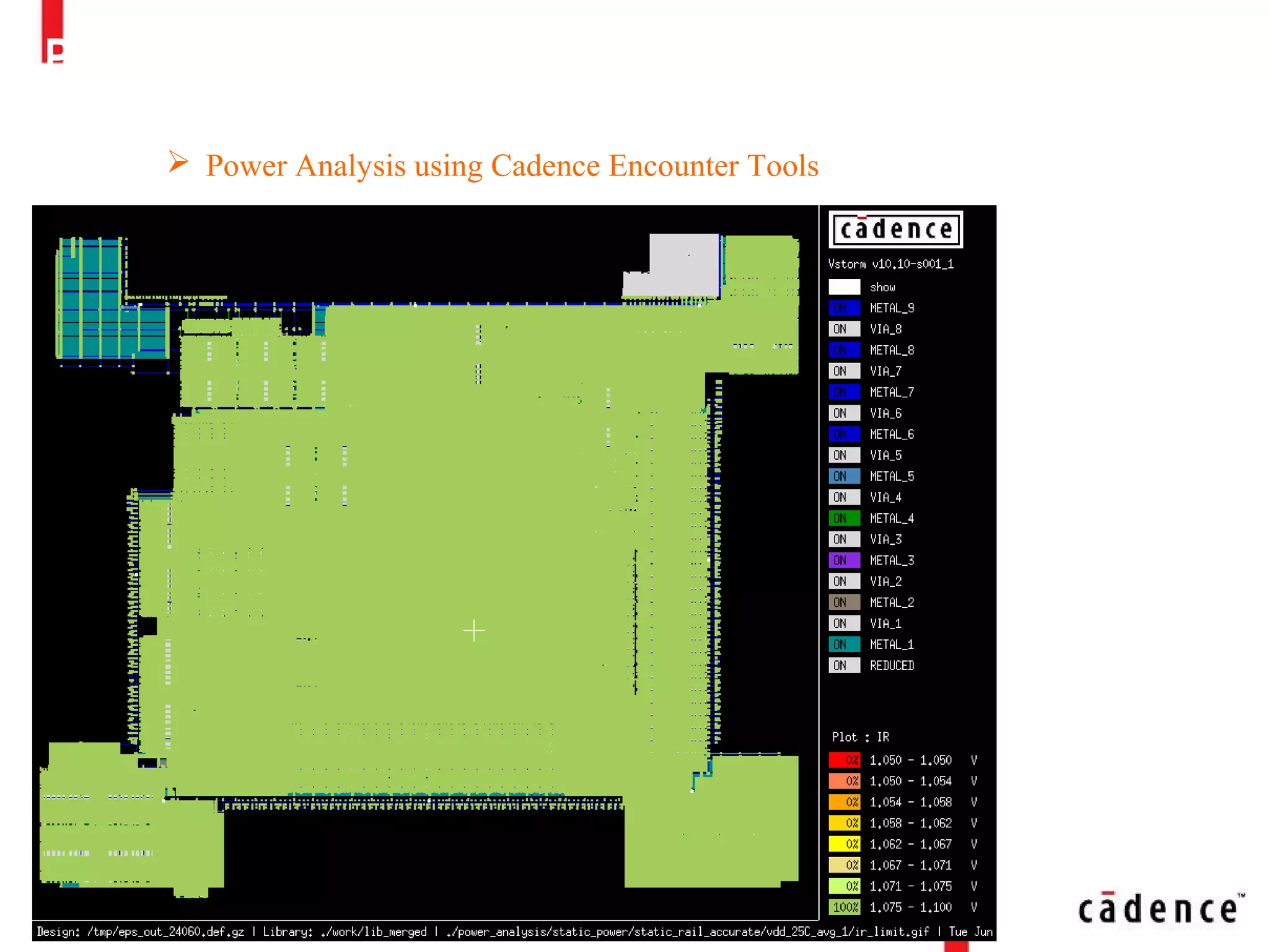 Power Analysis: vdd
 Power Analysis using Cadence Encounter Tools
 