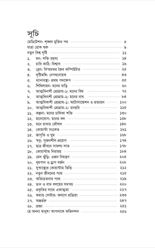 m~wP
†gwW‡Ukb: k„•Lj gyw³i c_
hvÎv †nvK ïi“
bZzb wek¦ `„wó
†n Abb¨ gvbyl! Avcbv‡K Awfb›`b
5
9
11
14
19
25
43
55
60
72
84
100
115
130
138
148
161
168
174
178
184
205
208
212
215
219
220
227
233
247
251
256
1.
2.
3.
4.
5.
6.
7.
8.
9.
10.
11.
12.
13.
14.
15.
16.
17.
18.
19.
20.
21.
22.
23.
24.
25.
26.
27.
28.
gb: kw³ inm¨
Pvwe KvwV: wek¦vm
†eªb: we¯§qKi ˆRe Kw¤úDUvi
`„wófw½: †bc_¨bvqK
a¨vbve¯’v: cÖ_g c`‡¶c
wkw_jvqb: g‡bi evwo
AvZ¥webvkx †cÖvMÖvg-1: g‡bi wel
AvZ¥webvkx †cÖvMÖvg-2: g‡bi evN
AvZ¥weKvkx †cÖvMÖvg-1: A‡Uvmv‡Rkb I cÖZ¨qb
AvZ¥weKvkx †cÖvMÖvg-2: gbQwe
Kíbv: g‡bi PvwjKv kw³
g‡bv‡hvM: g‡bi ej
g‡b ivLvi †KŠkj
†Kvqv›Uv ms‡KZ
RvM„wZ I Nyg
¯^cœ: m„Rbkxj cÖ‡qvM
QvÎ Rxe‡b mvdj¨ jvf
†Kvqv›Uvg wbivgq
†g` fyuwo: IRb wbqš¿Y
a~gcvb I WªvM eR©b
my¯^v‡¯’¨i †Kvqv›Uvg wfwË
bZzb Rxe‡bi c‡_
AwZ‡PZbvi c‡_
Wvb I evg ej‡qi mgš^q
cÖK…wZi mv‡_ GKvZ¥Zv
KgvÛ †m›Uvi: Kj¨vY cÖwµqv
Aš—¸©i“
cÖÁv
 