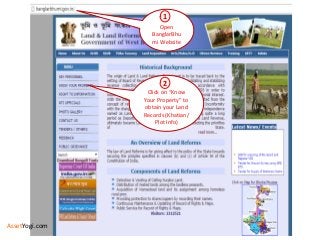 Open
BanglarBhu
mi Website
1
Click on “Know
Your Property” to
obtain your Land
Records (Khatian/
Plot Info)
2
AssetYogi.com
 