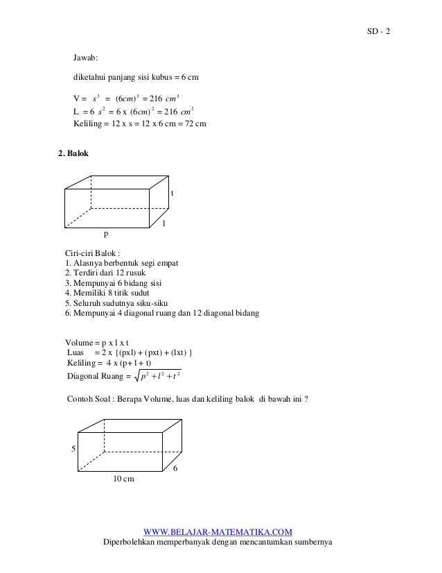 Bangun Ruang 2s S 2 3s S 3 Contoh Soal Berapa Volume Luas D