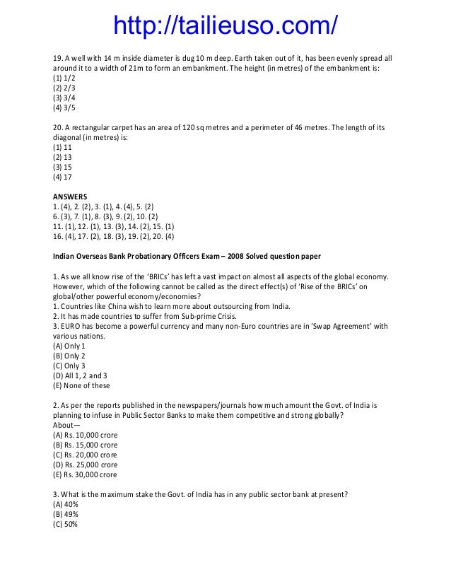 19 sector bank exam papers
