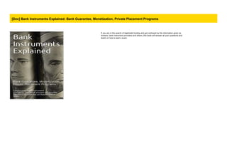 [Doc] Bank Instruments Explained: Bank Guarantee, Monetization, Private ...