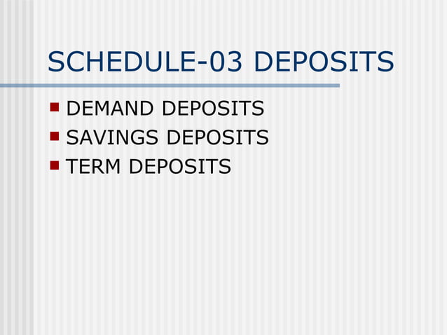 Bank Schedules Balance Sheet