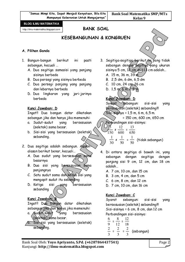 Soal Kekongruenan Dan Kesebangunan