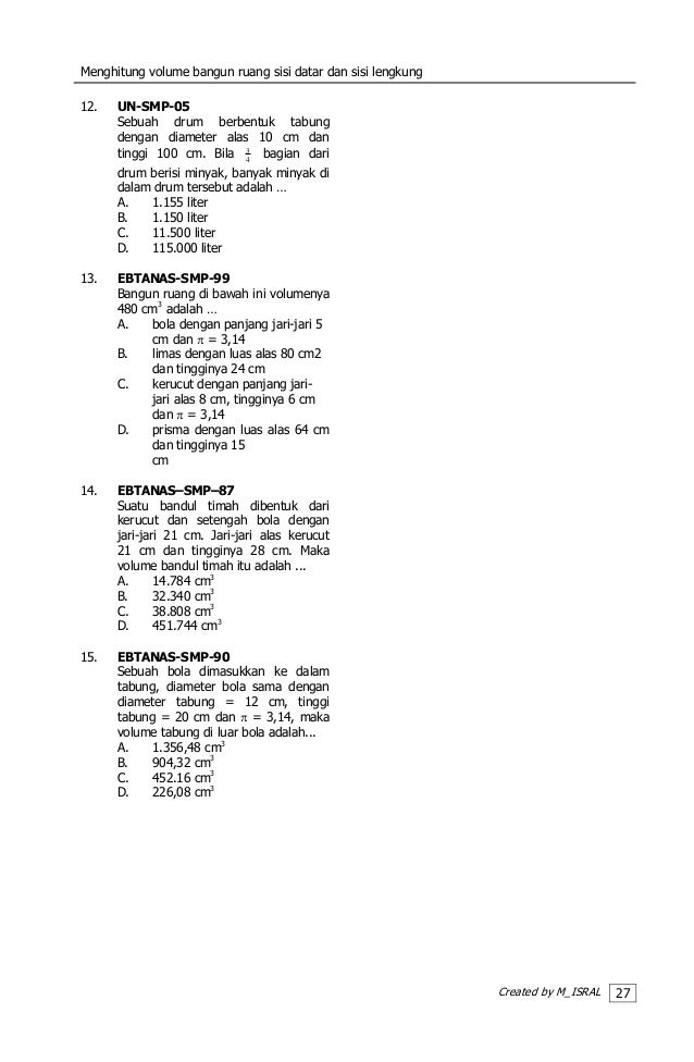 Bank soalmatematikasmpvolumebangunruang