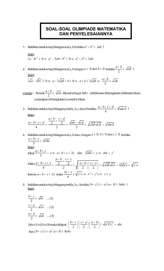 Soal Soal Olimpiade Matematika Sd