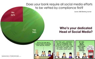 Does your bank require all social media efforts to be vetted by compliance first? source: ABA Banking Journal Who’s your d...