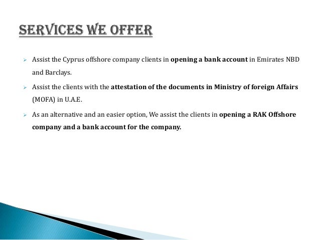 Dubai Bank Account For A Cyprus Company