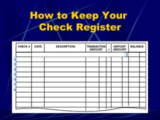 How to Keep Your
 Check Register
 