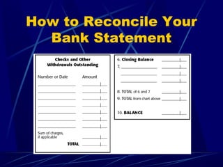 How to Reconcile Your
  Bank Statement
 