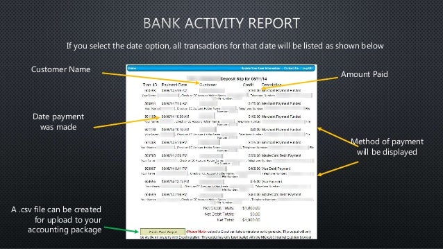 How to generate and understand your bank activity report