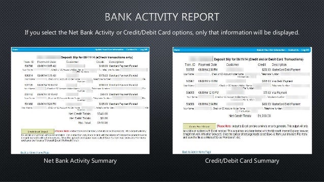 How to generate and understand your bank activity report