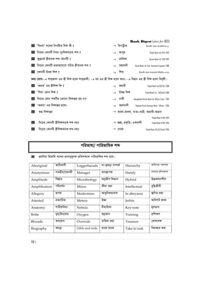 Bank Digest (also for BCS)
32 |
 ÔweaevÕ k‡ãi wecixZ wj½ Kx ?  wecZœxK Bmjvgx e¨vsK mn:Awdmvi:08
 wb‡Pi †KvbwU wbZ¨ cyswj½evPK kã ?  fvmyi Pubali Bank Ltd (TAT)-2017
 ÿz`ªv‡_© ¯¿xevPK kã †KvbwU ?  gvwjKv Agrani Bank Ltd. (SO)-2017
 wb‡Pi †KvbwU cÖZ¨q‡hv‡M MwVZ ¯¿xevPK kã ?  ‡R‡jbx Sonali Bank Ltd. Sub- Assistant Engineer-2016
 ‡KvbwU Dfq wj½ ?  wkï Bmjvwg e¨vsK evsjv‡`k wjwg‡UW-2016
Z_¨ †hvM: kvn&Rv`v Gi ¯¿x wj½ n‡jv kvn&Rv`x;  ei Gi ¯¿x wj½ n‡jv K‡b;  weØvb Gi ¯¿x wj½ n‡jv we`~lx|
 ÔRiZÕ Gi ¯¿xwj½ wK ?  RiZx Pubali Bank Ltd (SO/O)- 2016
 ÔwkïÕ †Kvb wj½ ?  Dfq wj½ Pubali Bank Ltd - JO(Cash)-2016
 wb‡Pi †Kvb kãwUi †Kv‡bv wj½všÍi nq bv?  XvKx Bangladesh Krishi Bank Ltd. Officer Cash - 2015
 ÔAiY¨Õ Gi wj½všÍi n‡jv-  AiY¨vbx Rajshahi Krishi Unnayan Bank - Officer - 2015
 ï× wj½všÍi  Aej-Aejv, avZv-avÎx, Afvex-Afve
Pubali Bank O/OS-2014
 wb‡Pi †KvbwU ¯¿xwj½evPK kã bq?  k¦kÖƒ, cÖK…wZ, GKv`kx Pubali Bank O/OS-2014
 wb‡Pi †KvbwU ¯¿xwj½evPK kã bq?  ‡Mviæ Pubali Bank JO/JO (Cash)-2014
cwifvlv/ cvwifvwlK kã
 cÖPwjZ we‡`wk k‡ãi fvevbyg~jK cÖwZkã‡K cvwifvwlK kã e‡j|
Aboriginal Avw`evmx Loggerhaeads `v-Kzgov m¤úK© Hierarchy AvwacZ¨ ci¤úiv
Anonymous bvgnxb/‡ebvgx Manager e¨e¯’vcK Handy e¨env‡i myweavRbK
Amplitude we¯Ívi Microbiology AYyRxe weÁvb Hybrid D”Pdjbkxj
Amplification cwiea©b Mince Kxgv Kiv Intellectual eyw×Rxex
Allegory iƒcK Modernism AvaywbKZvev` In abeyance ¯’wMZ Kiv
Attested cÖZ¨vwqZ Meteor Dév Jerhin AvUmvU Rvgv
Anatomy kvixiwe`¨v Nebula bxnvwiKv Key-note g~jfve
Bribe Nyl/Dr‡KvP Oxygen A¤øRvb Training cÖwk¶Y
Blocade Ae‡iva Overrule evwZj Kiv Treasure †Kvlva¶
Biography KPov Odds and ends gv‡S gv‡S Take to task wZi¯‹vi Kiv
 