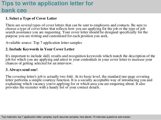 bank ceo application letter