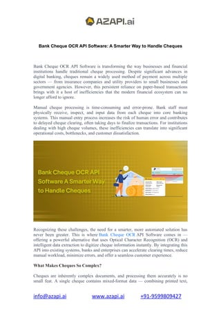Bank Cheque OCR API Software A Smarter Way to Handle Cheques.docx