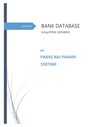 Bank Database using MySQL | PDF | Databases | Computer Software and ...
