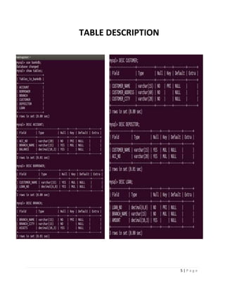 Bank Database using MySQL | PDF