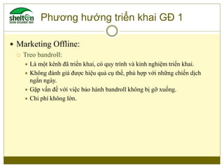 Phương hướng triển khai GĐ 1
 Marketing Offline:
 Treo bandroll:
 Là một kênh đã triển khai, có quy trình và kinh nghiệ...