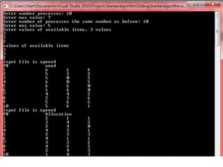 Banker algorithm code using c