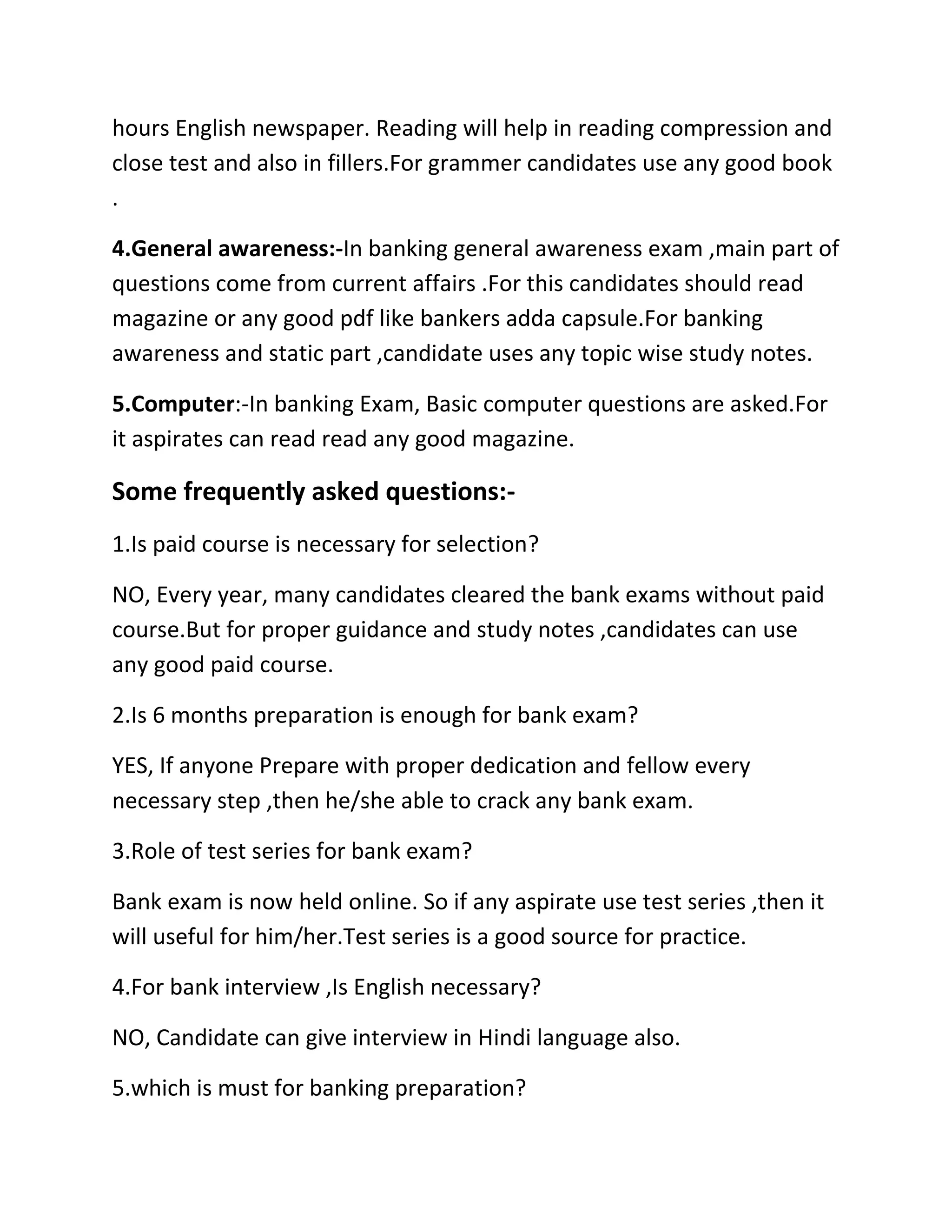 Bank Exams Pattern & Preparation | PDF
