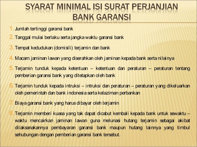 Contoh Isi Surat Bank Garansi