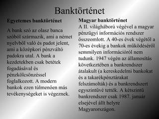 Banki információ