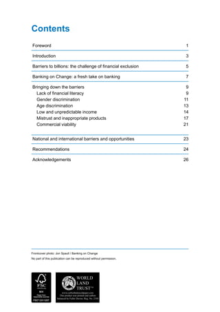 Banking on Change - Breaking the Barriers to Financial Inclusion | PDF