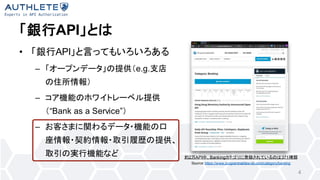 yAPIȤ
? yAPIԤäƤ⤤
C `ץǩ`ṩe.g.֧
ס
C CܤΥۥ磻ȥ`٥ṩ
Bank as a Service
C ͤޤvǩ`?Cܤο
?s?ȡĚsṩ
ȡΌgЙCܤʤ s2APIСBankingƥ˵hƤΤ371N
Source: https://www.programmablew eb.com/category/banking
4
 