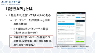 API
• API
– e.g.
–
“Bank as a Service”
–
2 API Banking 371
Source: https://www.programmableweb.com/category/banking
4
 