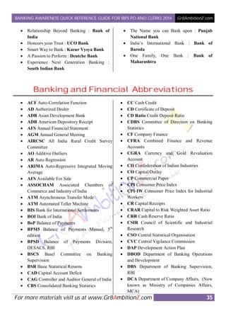 Banking awareness quick reference guide 2014   gr8 ambitionz