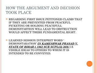 HOW THE ARGUMENT AND DECISION 
TOOK PLACE 
 REGARDING FIRST ISSUE PETITONER CLAIMS THAT 
IF THEY ARE PREVENTED FROM PEACE...