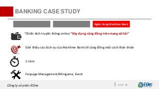 Công ty cổ phần EOne
BANKING CASE STUDY
SLIDE 42
Ngân hàng Maritime Bank
“Chiến dịch truyền thông online “Xây dựng cộng đồ...