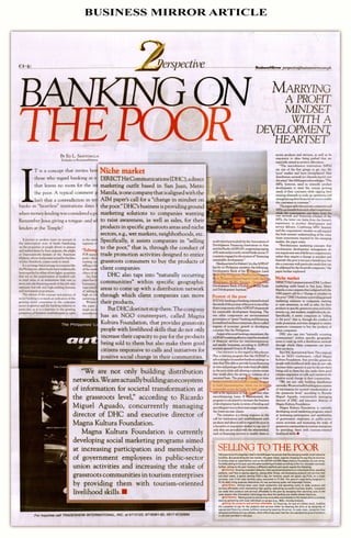 Banking On The Poor, A Business Mirror Article On Magna Kultura