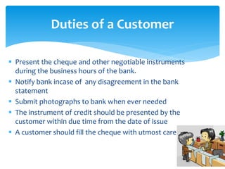 Rights & Duties of Customers - Banking Operations | PPTX