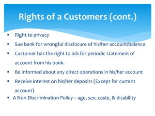 Customer Rights Statements Rights & Duties of Customers - Banking Operations | PPTX