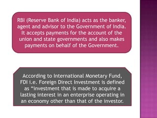 FEMA- AN OVERVIEW & ROLE OF RBI | PPTX