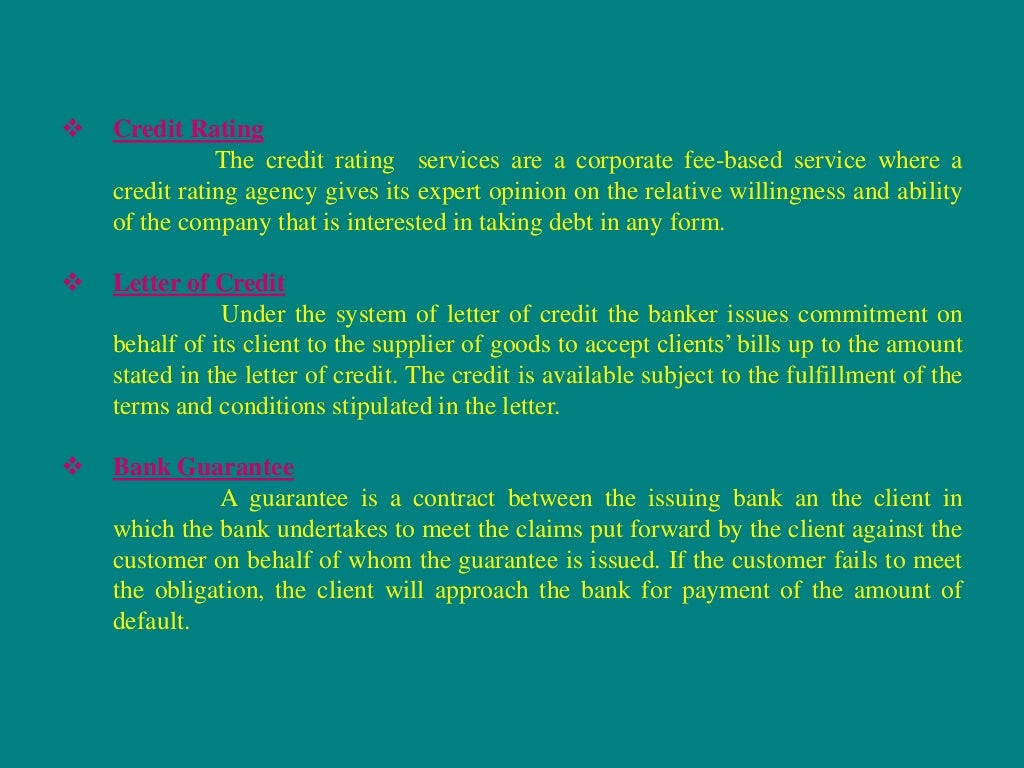 Banking product and services