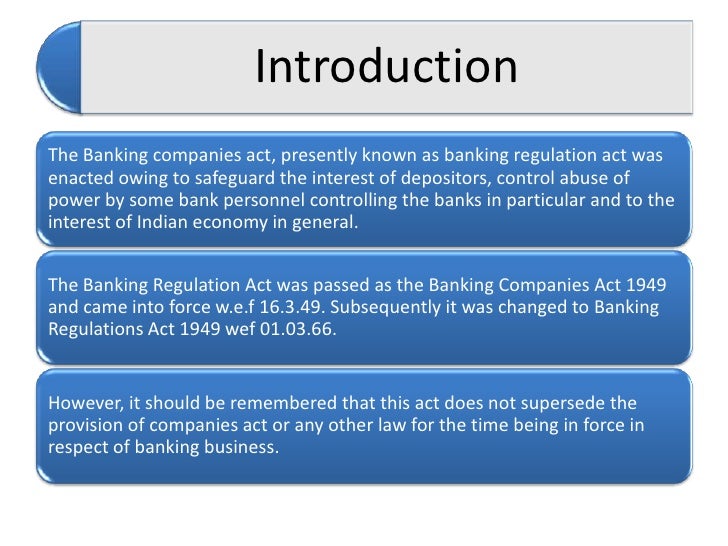 Banking regulation act.