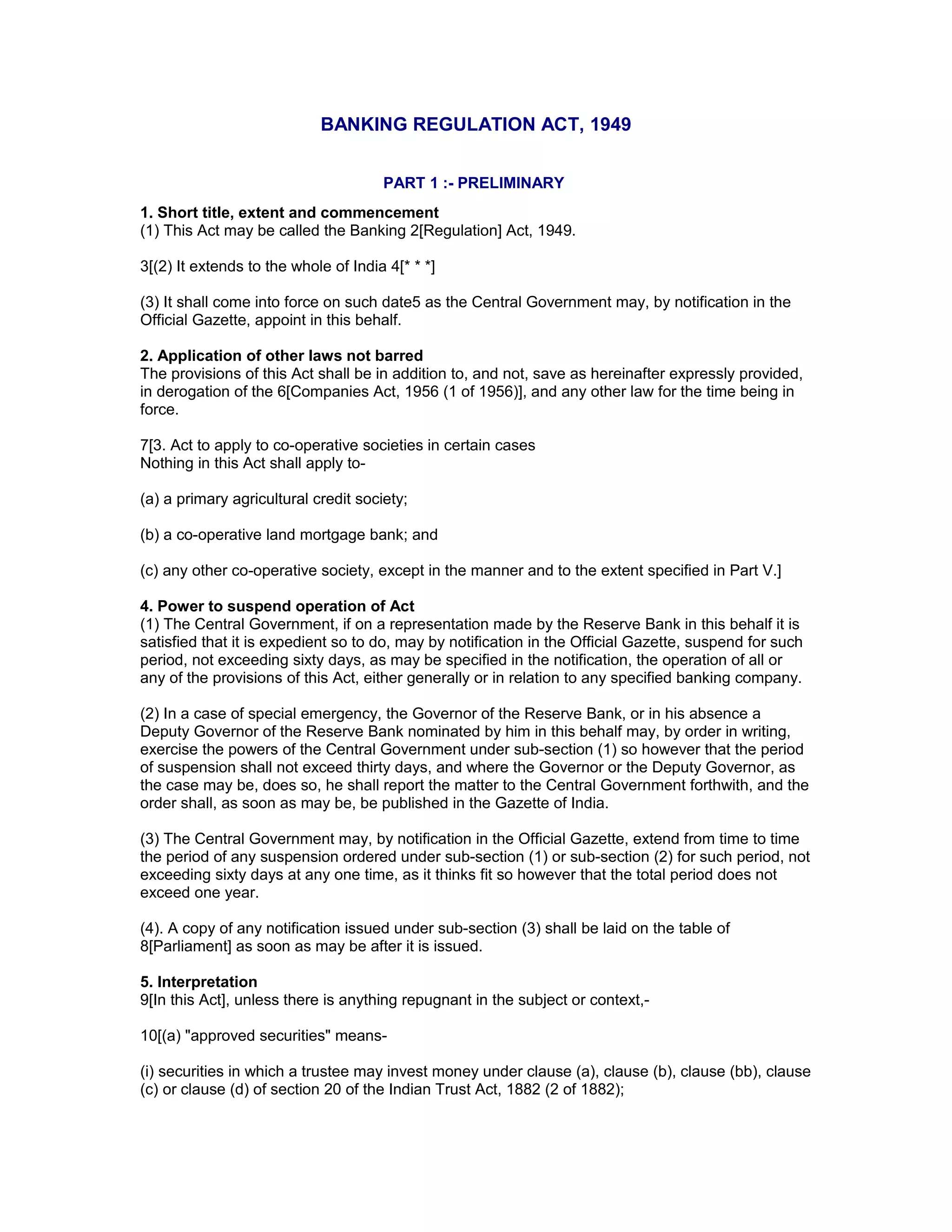 Banking regulation act 1949 PDF