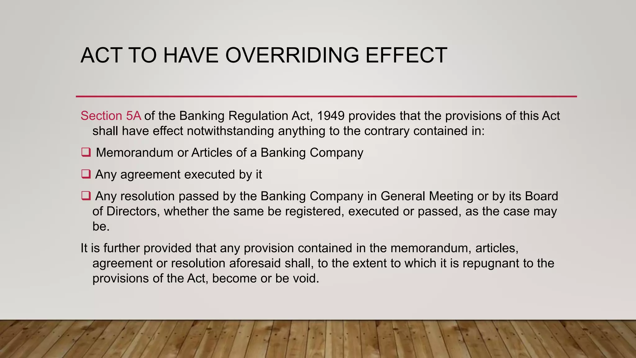 Banking Regulation Act, 1949 | PPTX